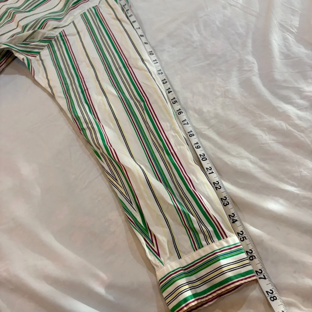 Ralph Lauren Custom Fit Striped Button Down Shirt 18 XXL Green Purple‎ White